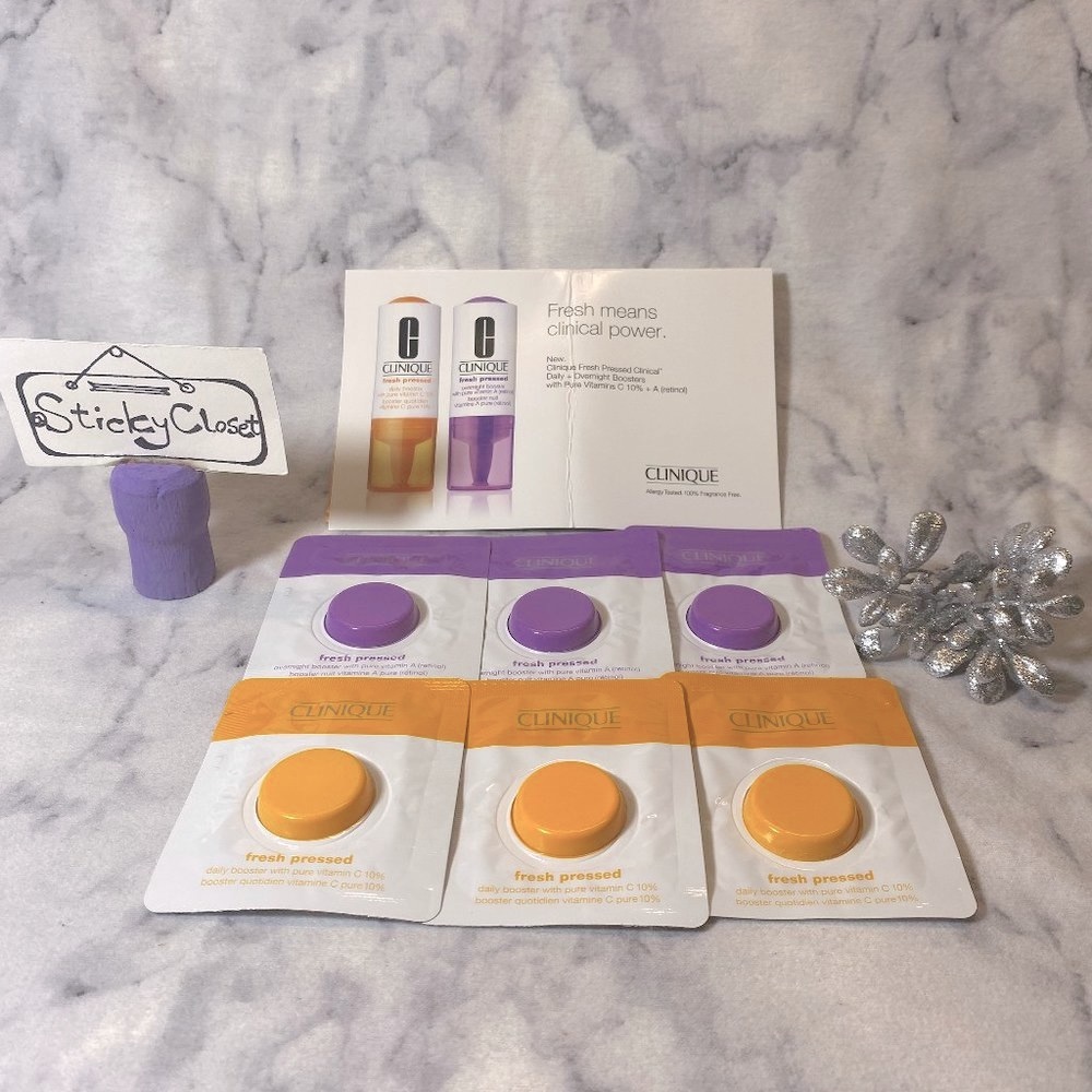 CLINIQUE Fresh Pressed Clinical Booster Gift Set-Daily&Overnight Booster-6pc-NEW